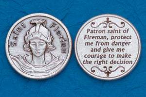 Pocket Prayer Token with St Florian with Prayer