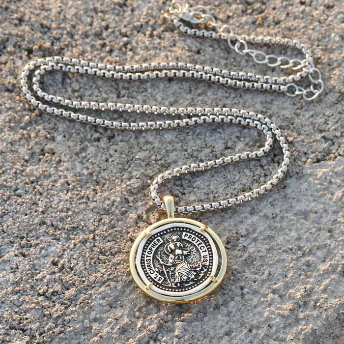 small sterling silver St. Christopher vintage spiritual medal –  juNxtaposition®