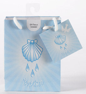Small Baptism Boy Gift Bag with Gift Tissue