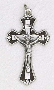 1-3/4 inch Crucifix with Black Enamel