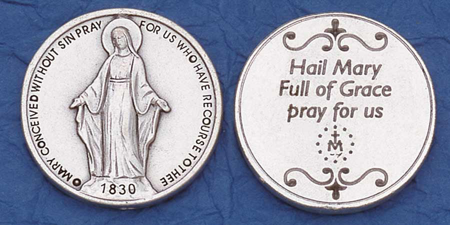 Pocket Prayer Token with Miraculous Medal with Prayer