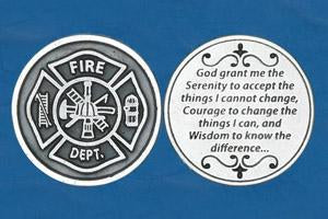 Religious Coin Token Fireman's Serenity Prayer- Fireman's Insignia on Front