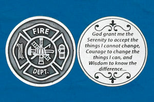 Pocket Prayer Token with Fireman's Serenity Prayer - Fireman's Insignia on Front