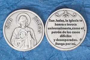 Silver Plated Prayer Token Spanish San Judas