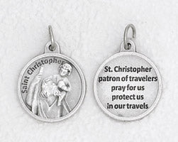 3/4 inch Silver Plated St Christopher Prayer Pendant