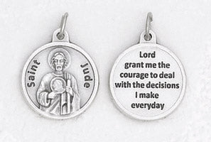 3/4 inch Silver Plated St Jude Prayer Pendant
