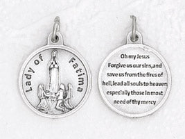 3/4 inch Silver Plated Fatima Prayer Pendant