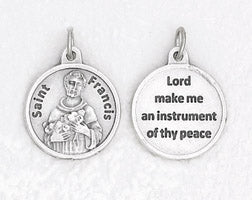 3/4 inch Silver Plated St Francis Prayer Pendant