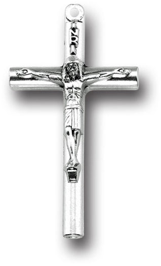 1 and 1/2 inch Metal Crucifix - Rounded