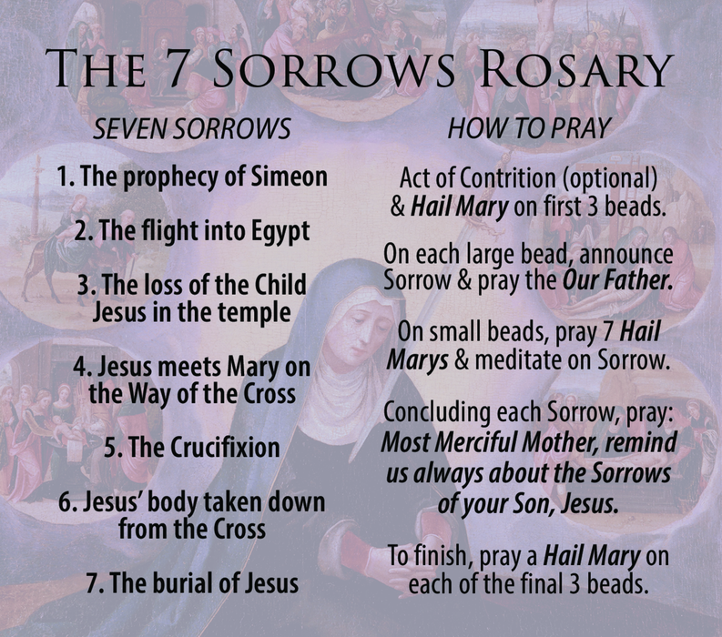 Seven Sorrows Rosary Pocket Guide - 15-Pack