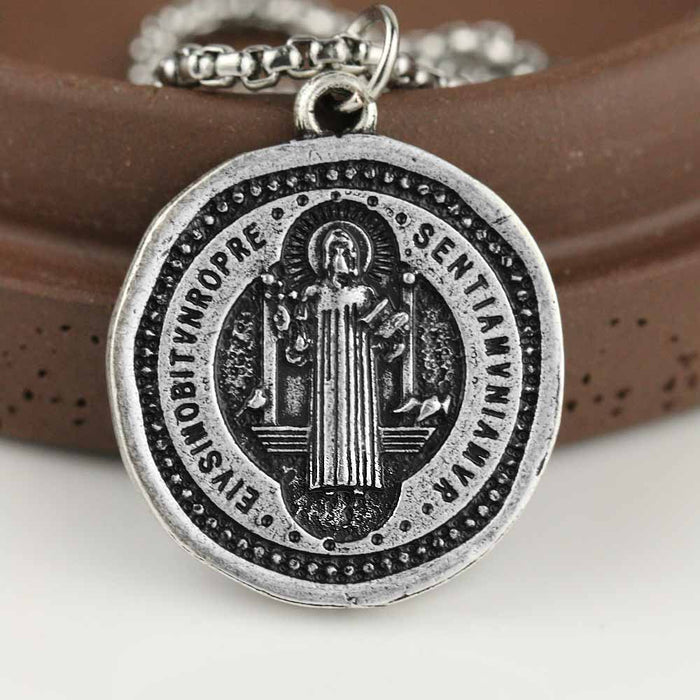 St. Benedict Vintage Medal Necklace or Keychain