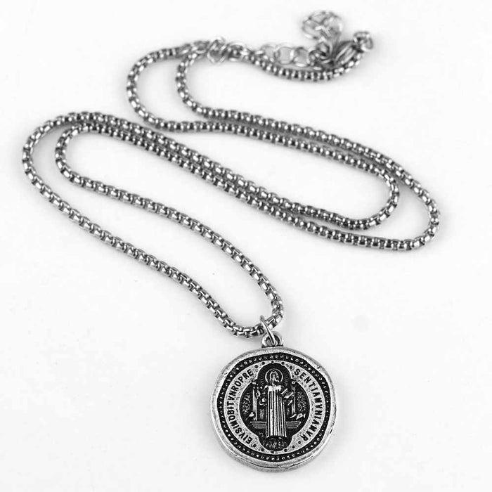 St. Benedict Vintage Medal Necklace or Keychain