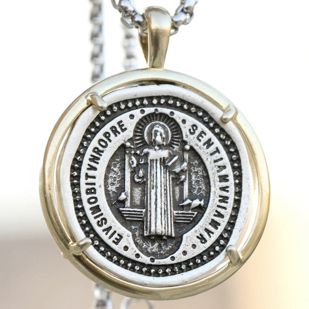St. Benedict Necklace in Enamel – Love You More Designs