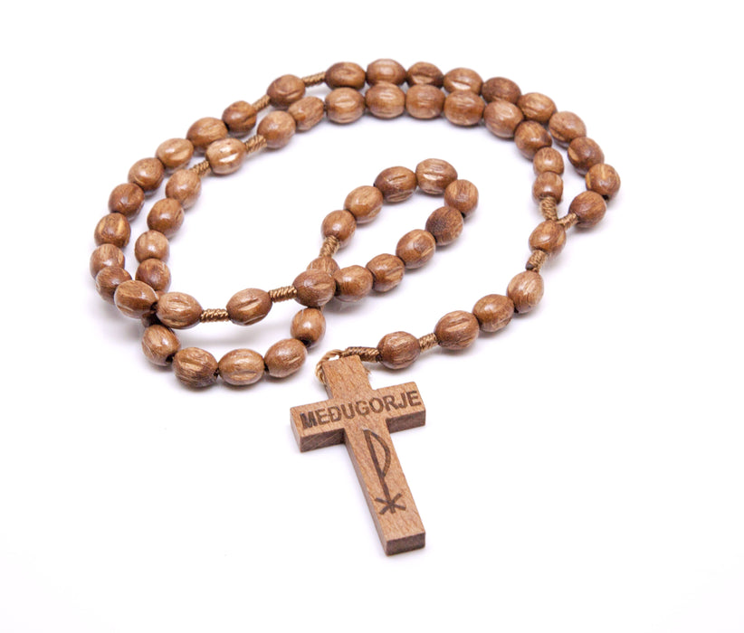 Medjugorje Wood Rosary - Mahogany Brown