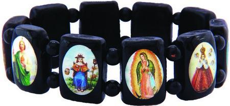 Holy Saint Stretch Bracelet - Black Wood - Black Spacers