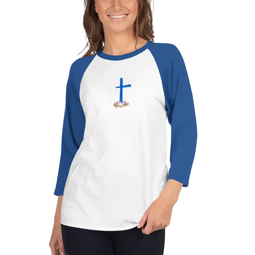 Blue Cross 3/4 sleeve raglan shirt