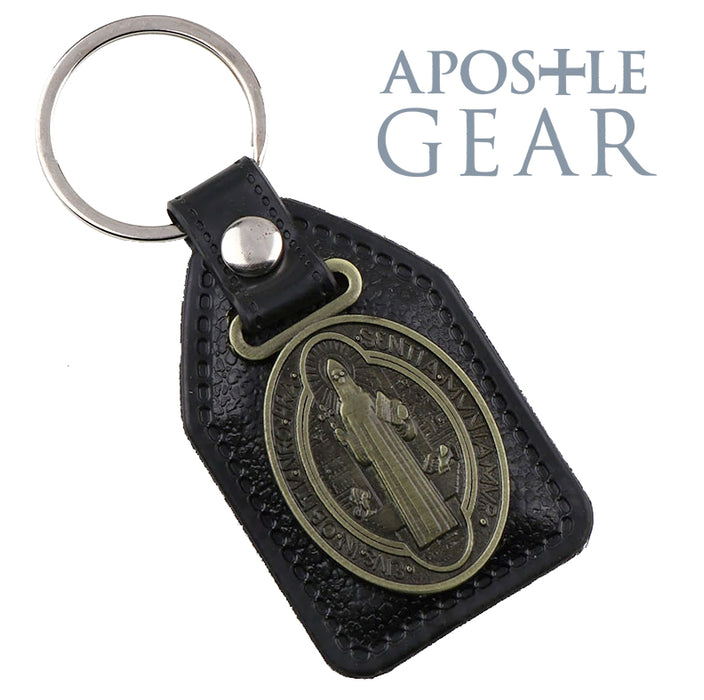 St. Benedict Leather Keychain