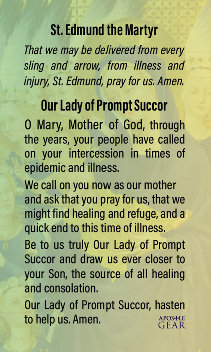 St. Edmund Coronavirus Holy Cards - 100-Pack